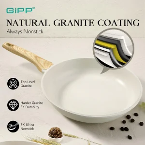 Juego de Ollas y Sartenes GiPP - 10 Piezas de Cocina Antiadherente de Granito Blanco (sin PFOS ni PFOA) - Imagen 4